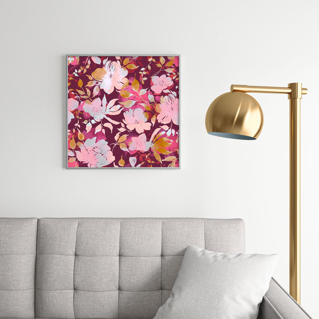 Marta Barragan Camarasa Blossoming Burgundy Fall Square Metal Framed Art Print