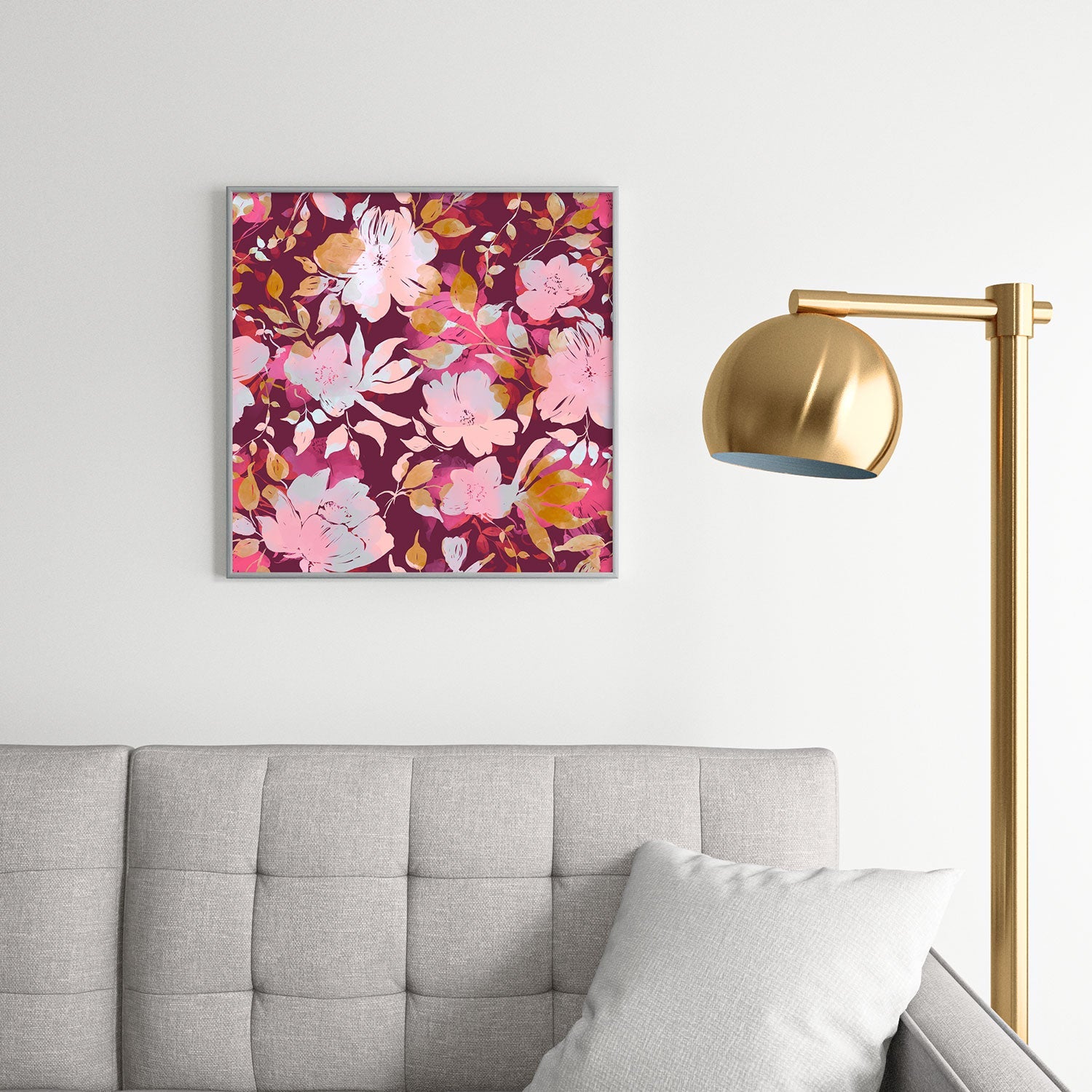 Marta Barragan Camarasa Blossoming Burgundy Fall Square Metal Framed Art Print