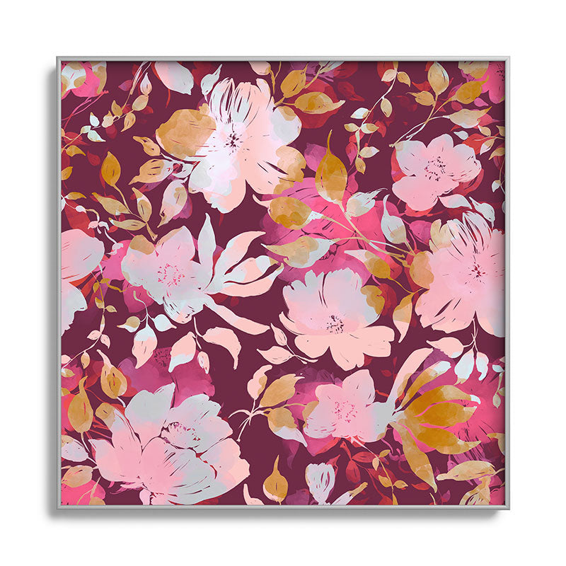 Marta Barragan Camarasa Blossoming Burgundy Fall Square Metal Framed Art Print