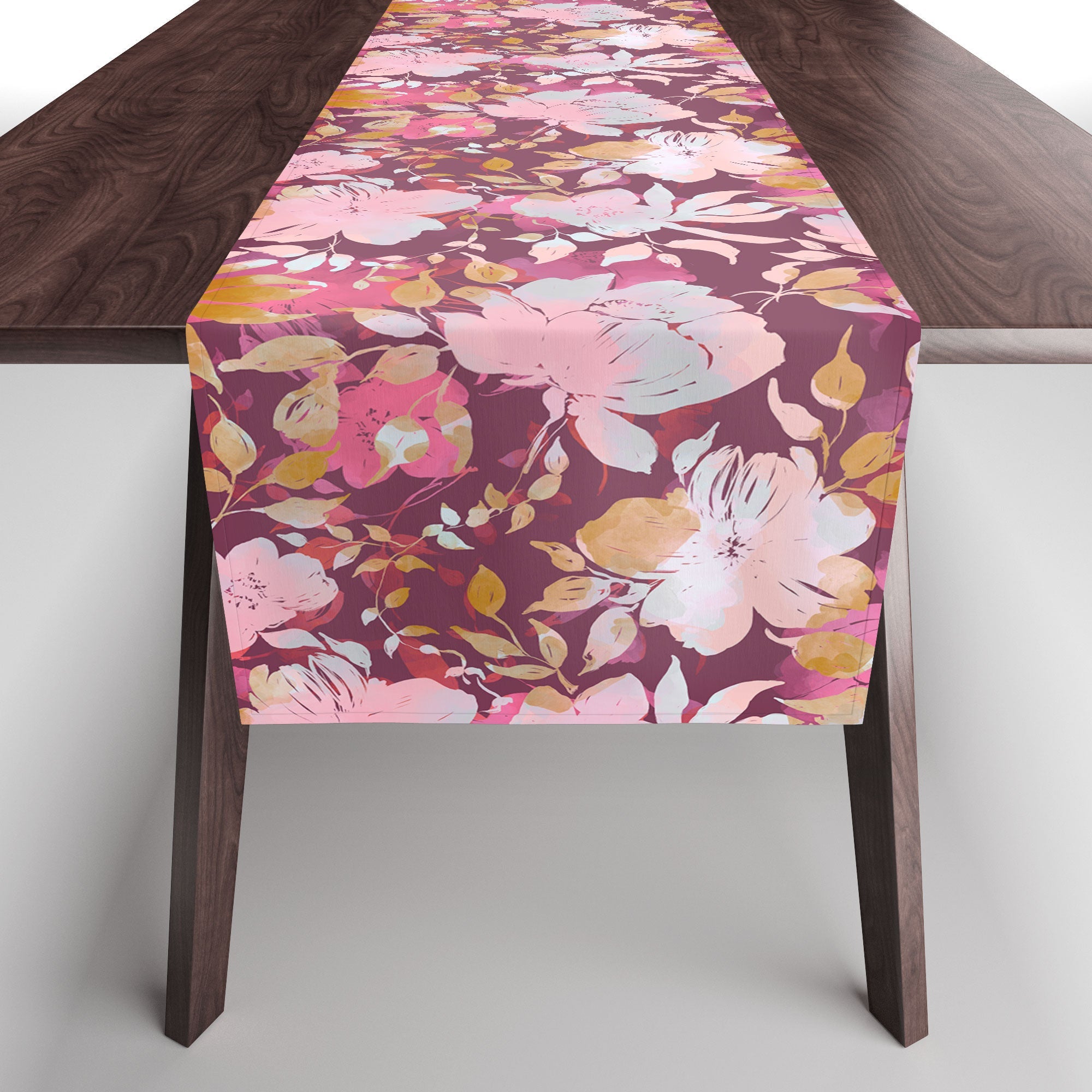 Marta Barragan Camarasa Blossoming Burgundy Fall Table Runner
