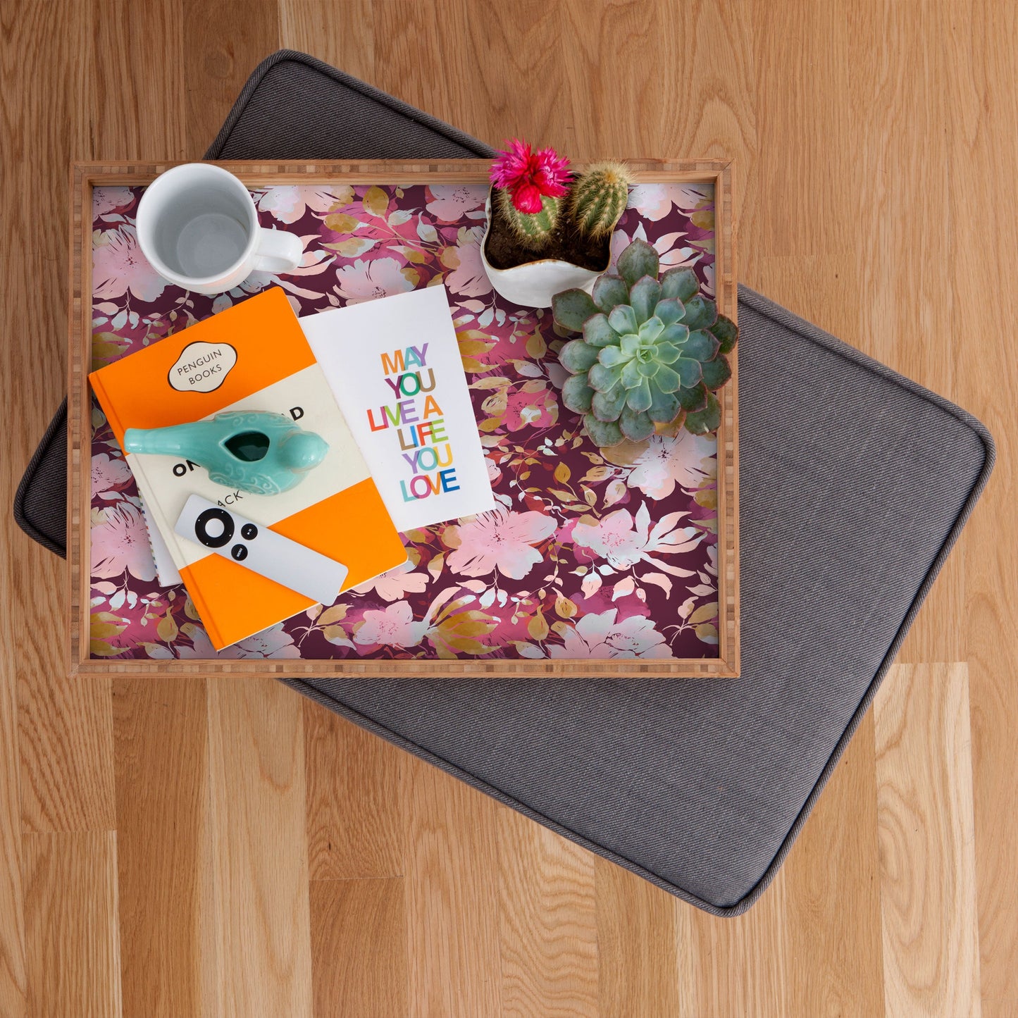 Marta Barragan Camarasa Blossoming Burgundy Fall Rectangular Tray