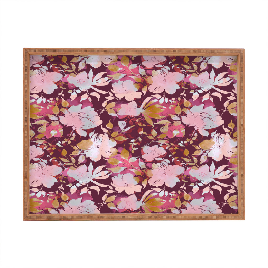 Marta Barragan Camarasa Blossoming Burgundy Fall Rectangular Tray
