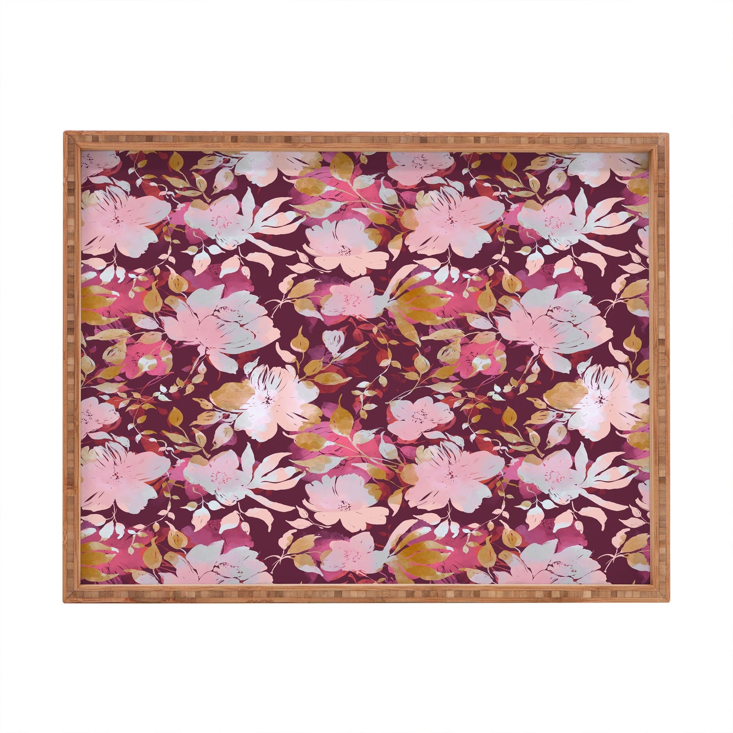Marta Barragan Camarasa Blossoming Burgundy Fall Rectangular Tray