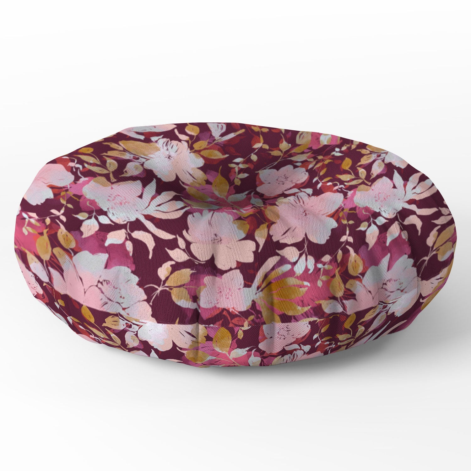 Marta Barragan Camarasa Blossoming Burgundy Fall Floor Pillow Round