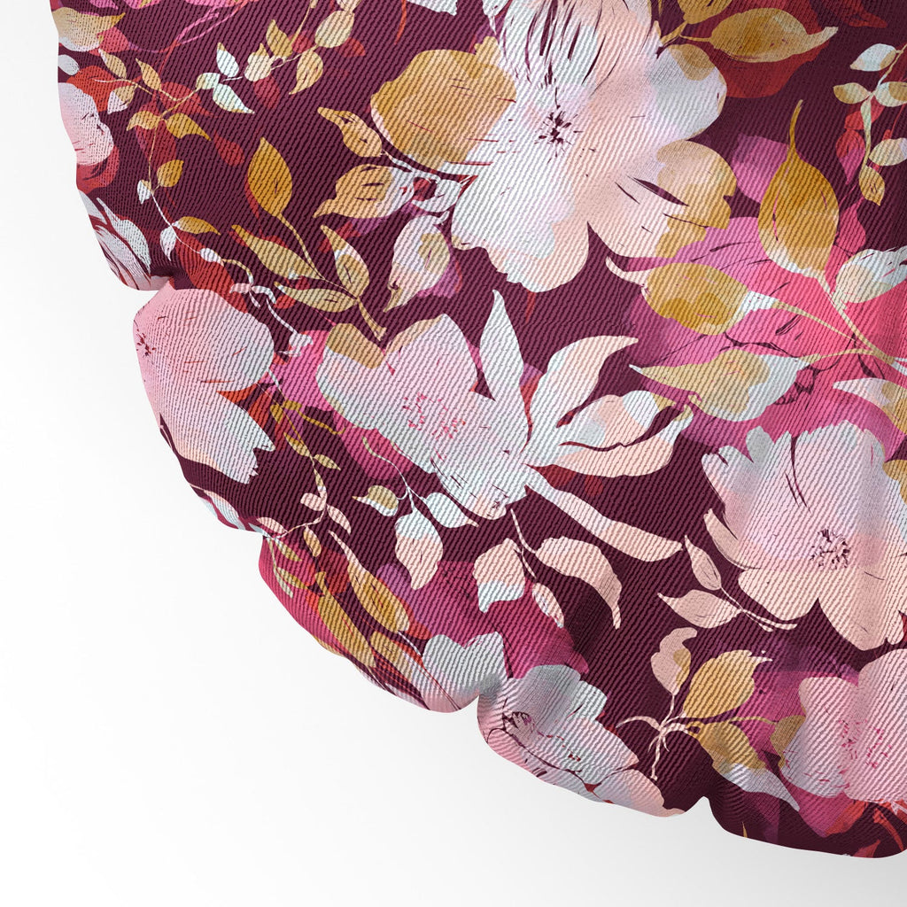 Marta Barragan Camarasa Blossoming Burgundy Fall Floor Pillow Round