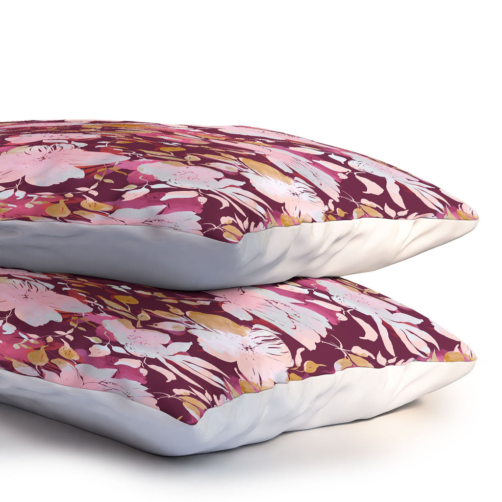 Marta Barragan Camarasa Blossoming Burgundy Fall Pillow Shams