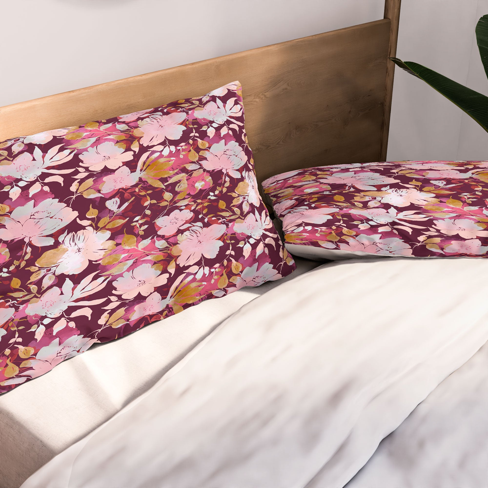 Marta Barragan Camarasa Blossoming Burgundy Fall Pillow Shams