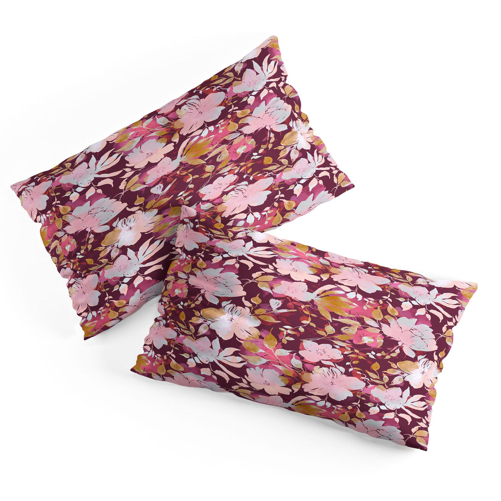 Marta Barragan Camarasa Blossoming Burgundy Fall Pillow Shams