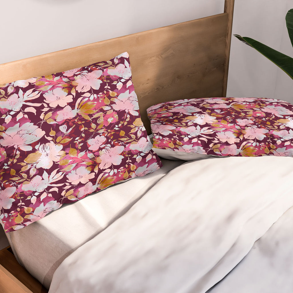 Marta Barragan Camarasa Blossoming Burgundy Fall Pillow Shams