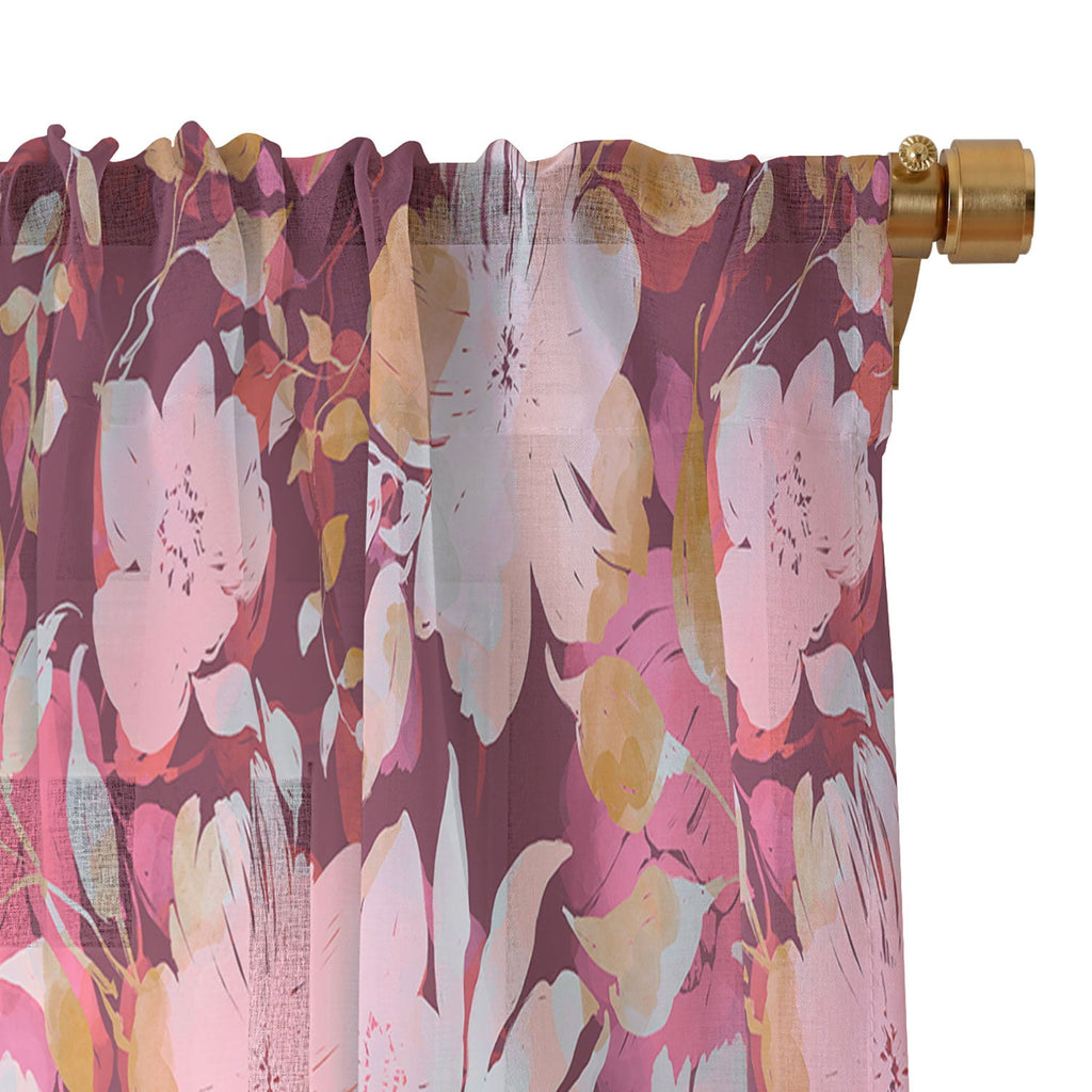 Marta Barragan Camarasa Blossoming Burgundy Fall Sheer Window Curtain