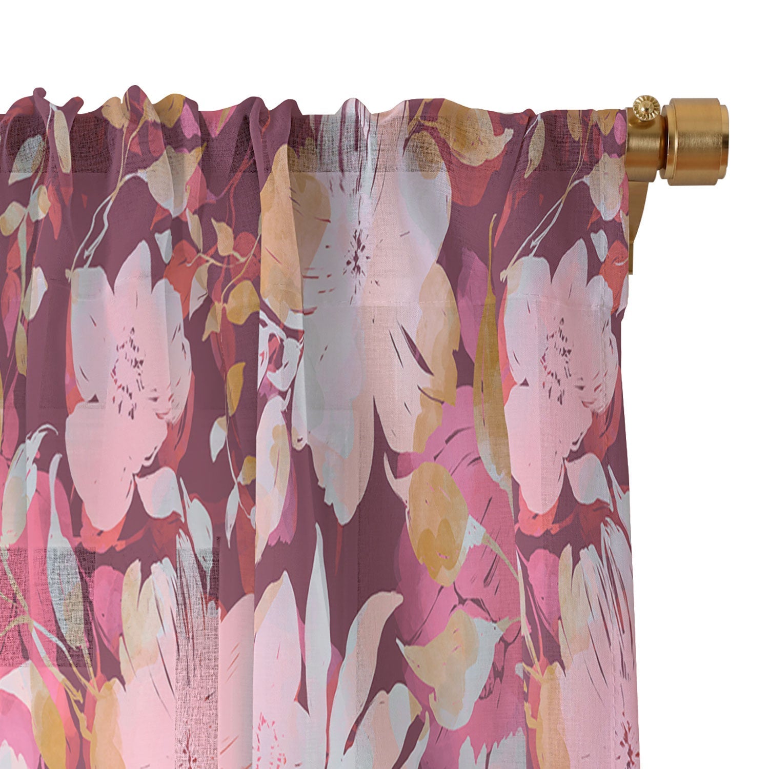 Marta Barragan Camarasa Blossoming Burgundy Fall Sheer Window Curtain