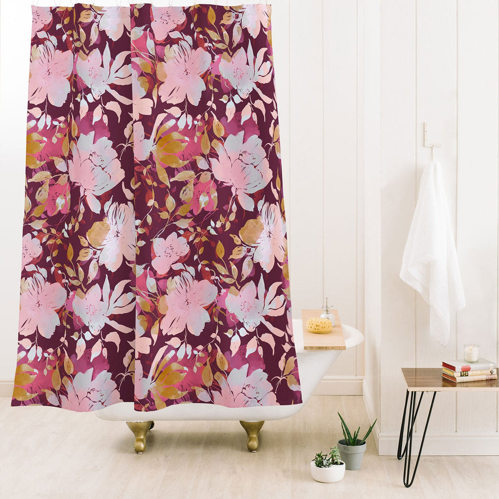 Marta Barragan Camarasa Blossoming Burgundy Fall Shower Curtain