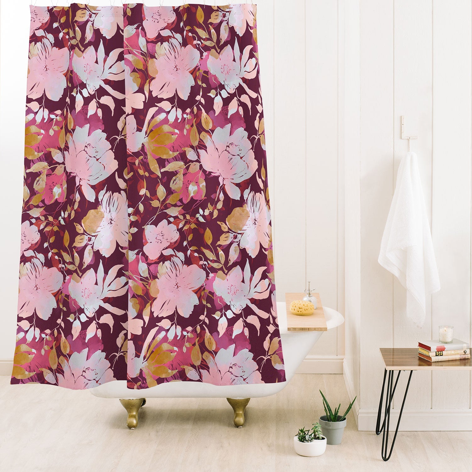 Marta Barragan Camarasa Blossoming Burgundy Fall Shower Curtain