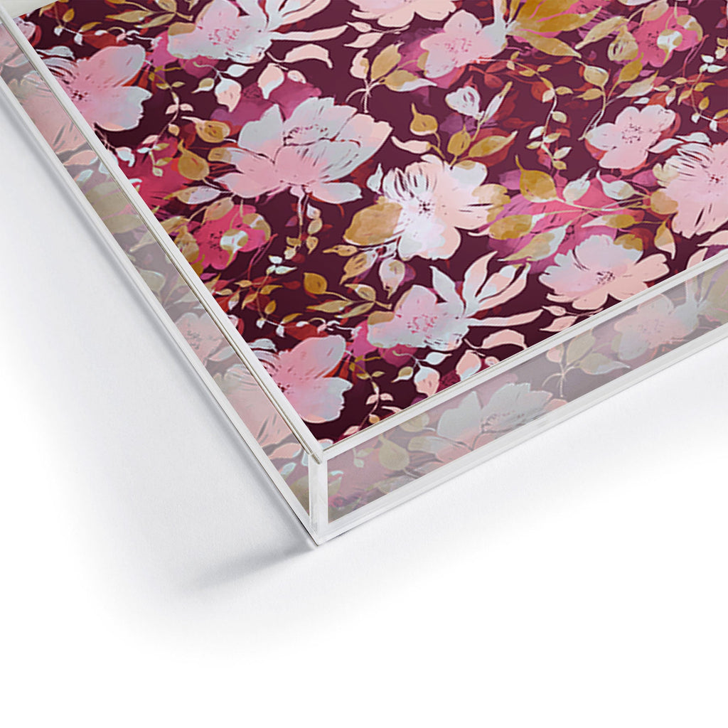 Marta Barragan Camarasa Blossoming Burgundy Fall Acrylic Tray