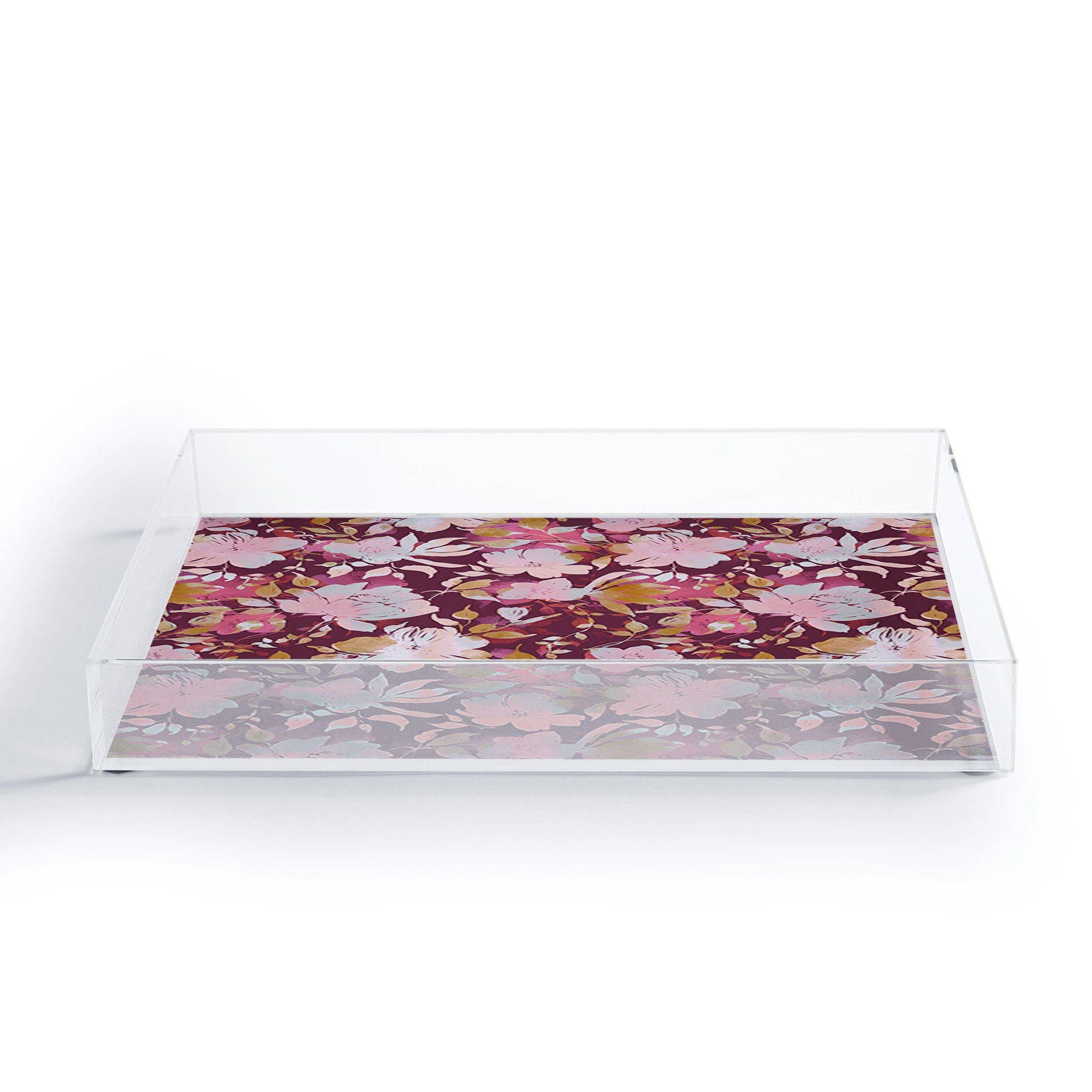 Marta Barragan Camarasa Blossoming Burgundy Fall Acrylic Tray