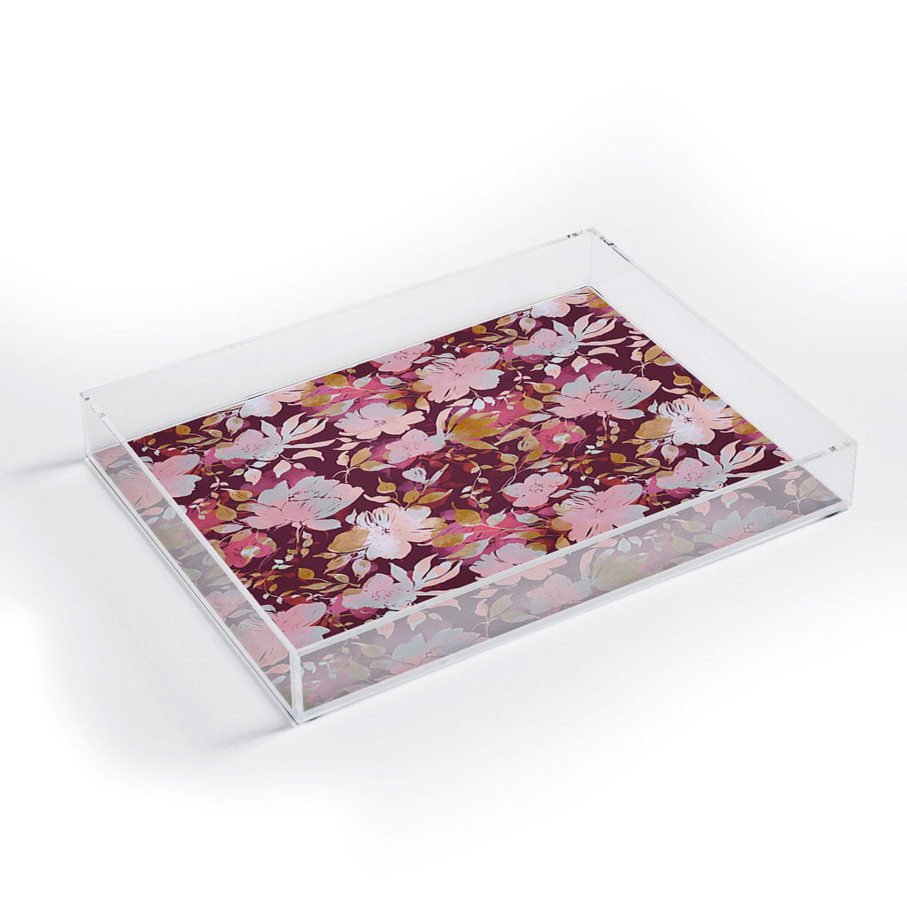 Marta Barragan Camarasa Blossoming Burgundy Fall Acrylic Tray