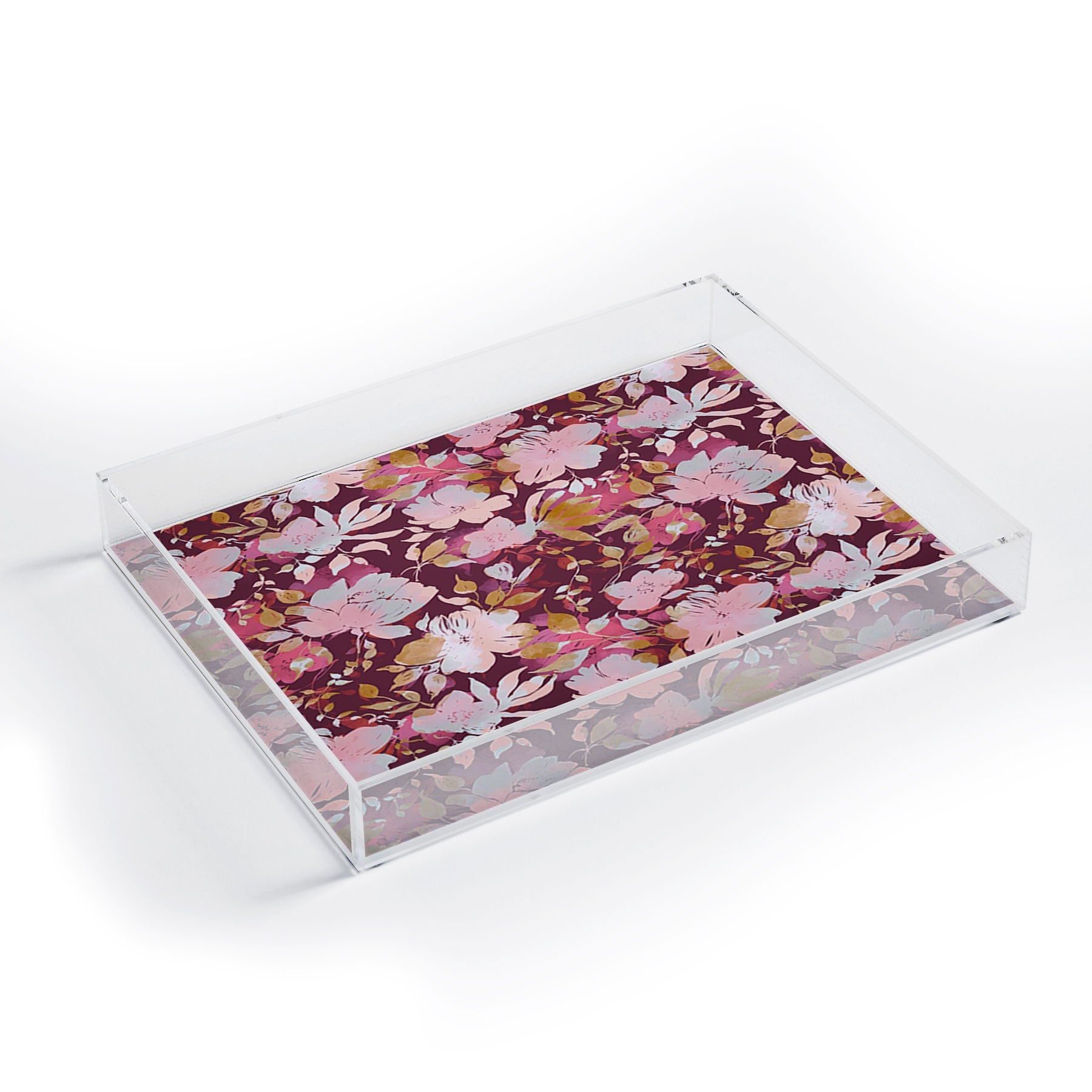Marta Barragan Camarasa Blossoming Burgundy Fall Acrylic Tray