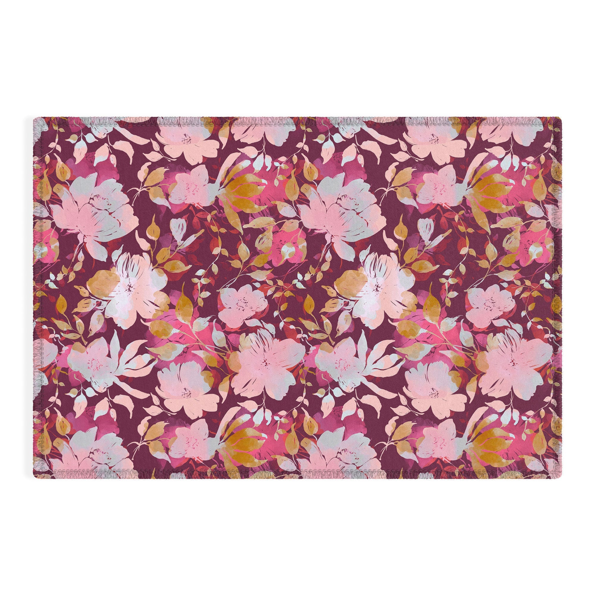 Marta Barragan Camarasa Blossoming Burgundy Fall Outdoor Rug