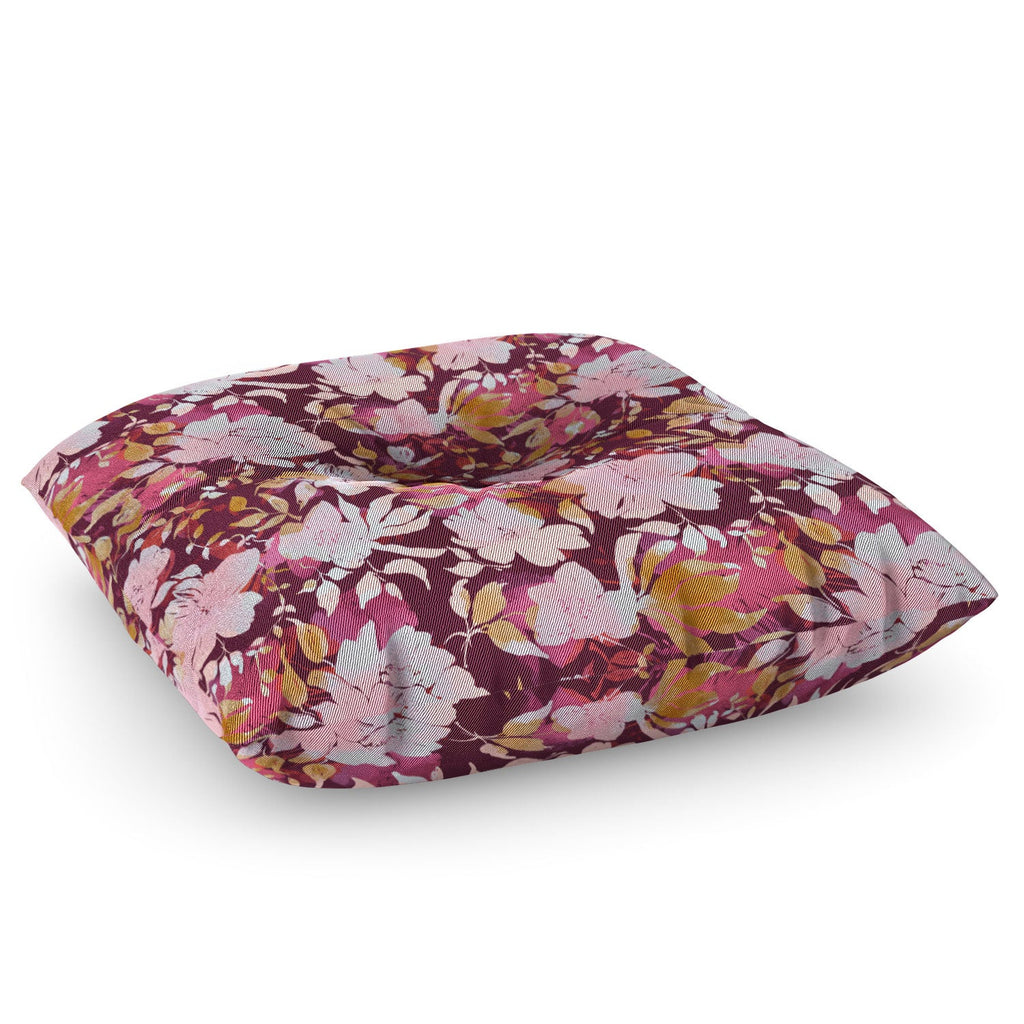 Marta Barragan Camarasa Blossoming Burgundy Fall Floor Pillow Square