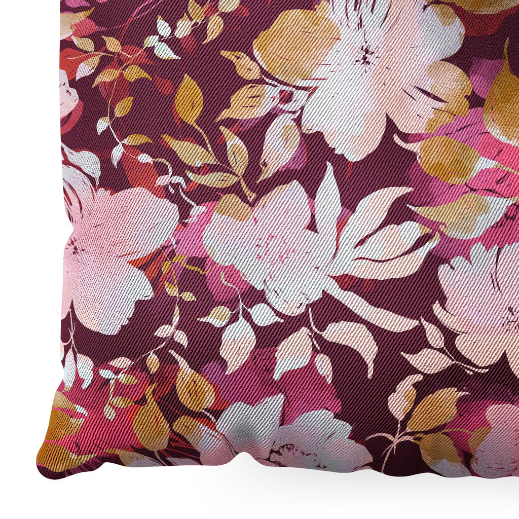Marta Barragan Camarasa Blossoming Burgundy Fall Floor Pillow Square
