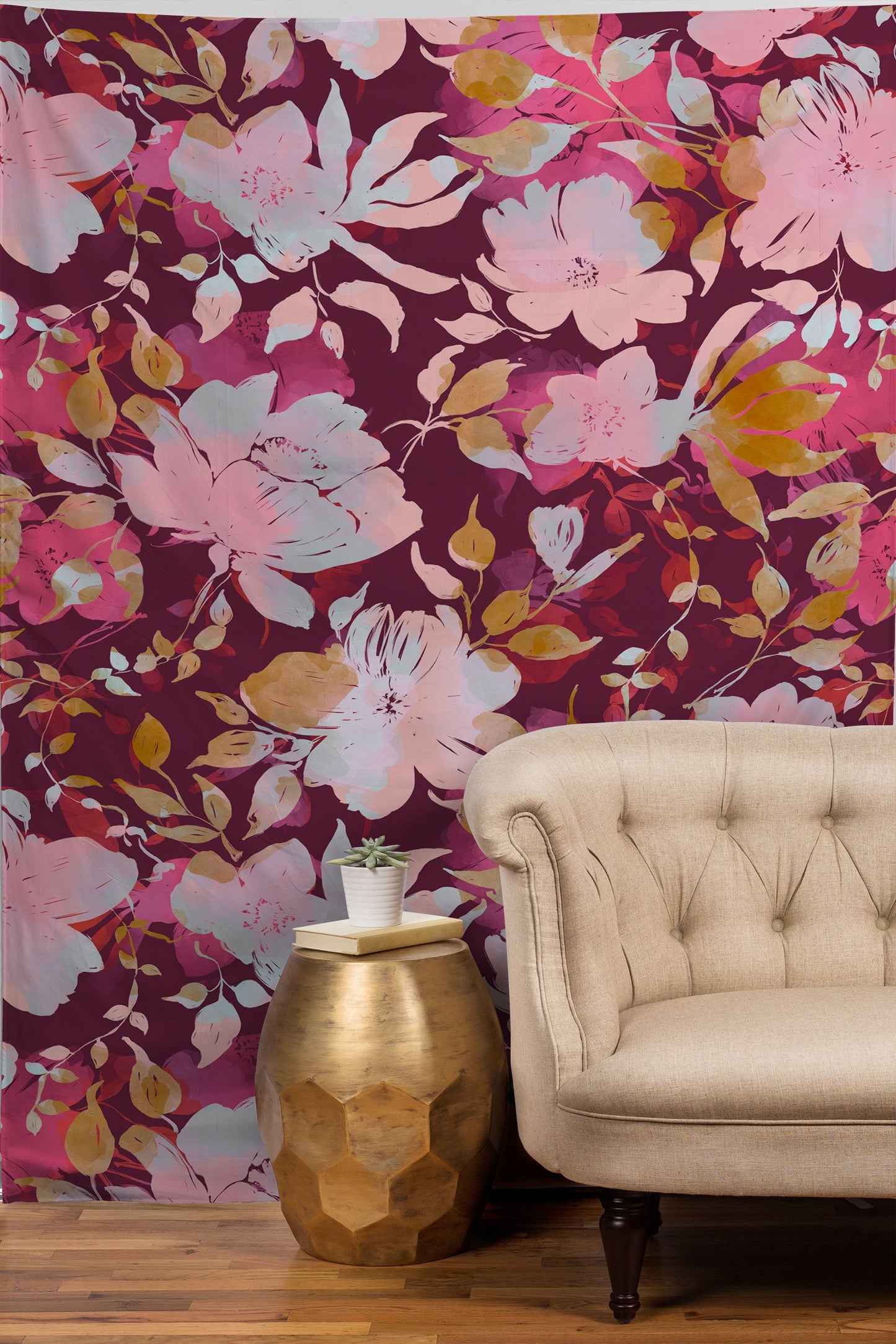 Marta Barragan Camarasa Blossoming Burgundy Fall Tapestry