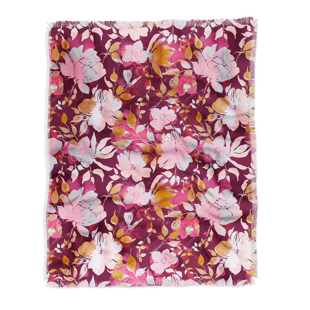 Marta Barragan Camarasa Blossoming Burgundy Fall Throw Blanket