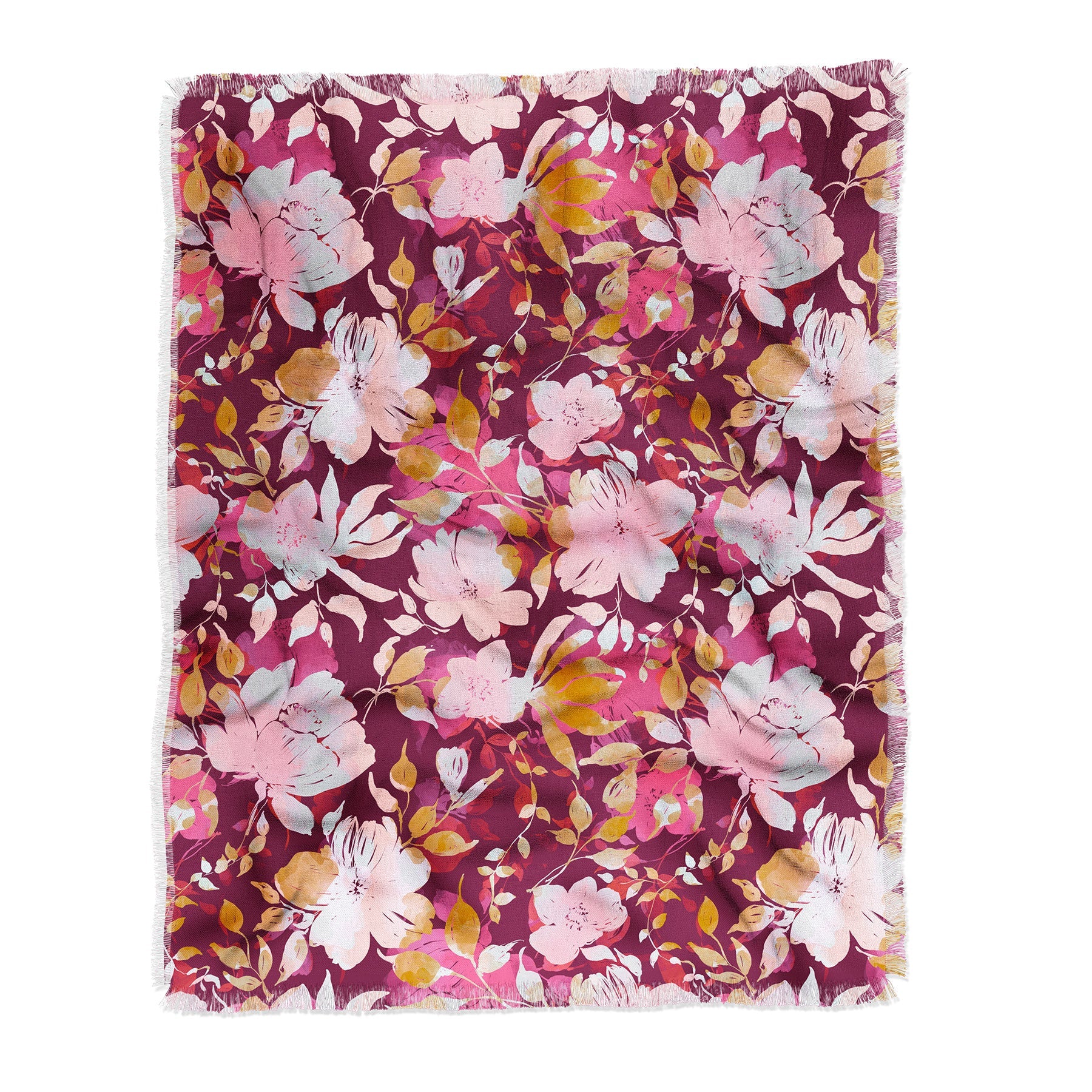 Marta Barragan Camarasa Blossoming Burgundy Fall Throw Blanket