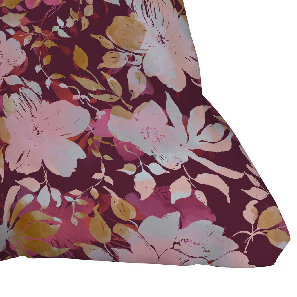 Marta Barragan Camarasa Blossoming Burgundy Fall Outdoor Throw Pillow