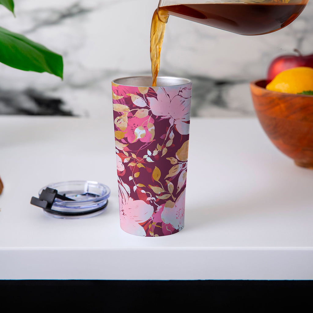 Marta Barragan Camarasa Blossoming Burgundy Fall Travel Mug