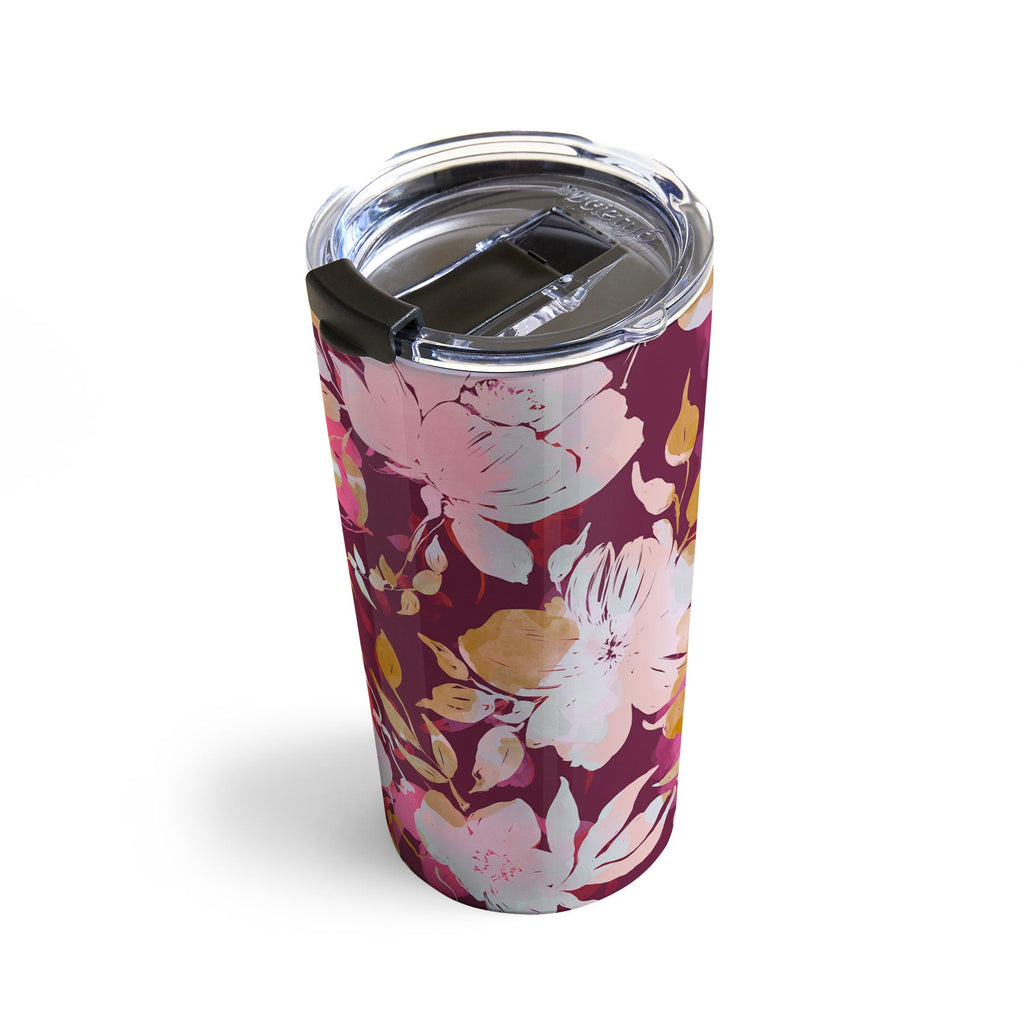 Marta Barragan Camarasa Blossoming Burgundy Fall Travel Mug