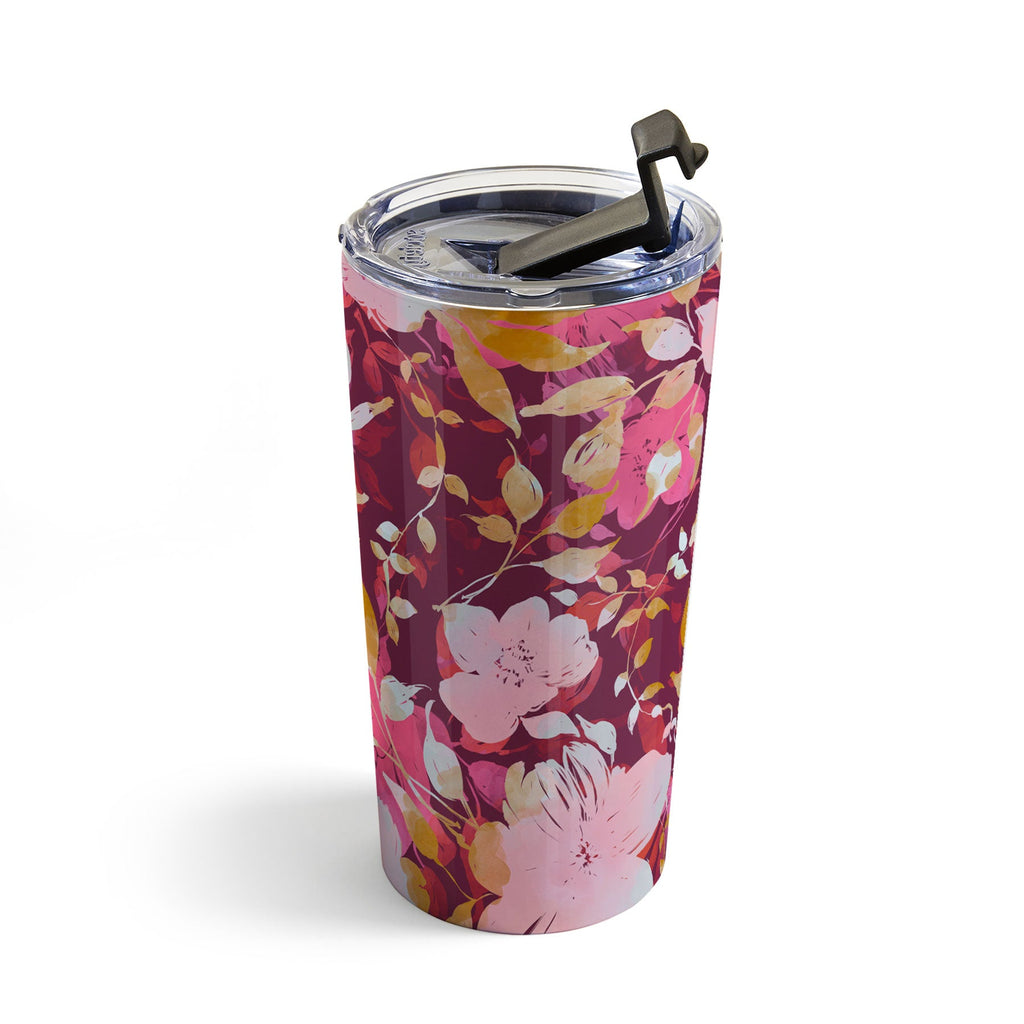 Marta Barragan Camarasa Blossoming Burgundy Fall Travel Mug