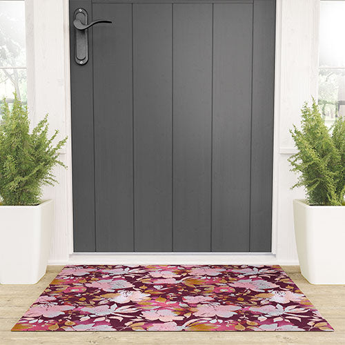 Marta Barragan Camarasa Blossoming Burgundy Fall Welcome Mat