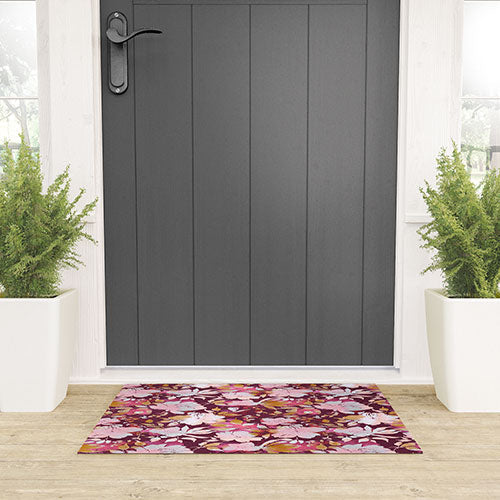 Marta Barragan Camarasa Blossoming Burgundy Fall Welcome Mat