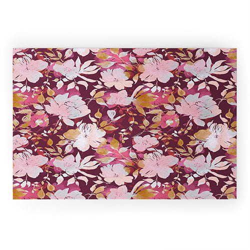 Marta Barragan Camarasa Blossoming Burgundy Fall Welcome Mat