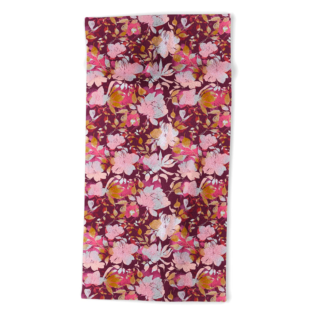 Marta Barragan Camarasa Blossoming Burgundy Fall Beach Towel