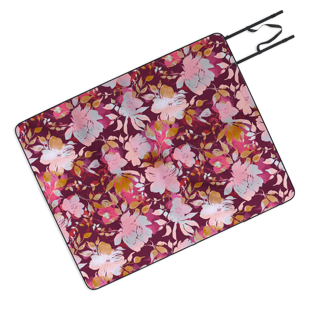 Marta Barragan Camarasa Blossoming Burgundy Fall Picnic Blanket