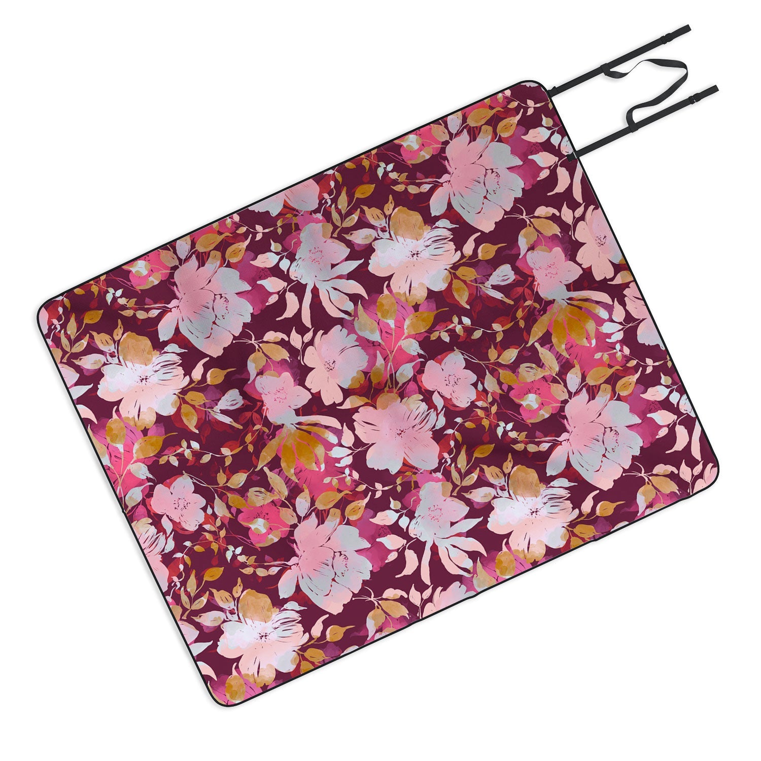 Marta Barragan Camarasa Blossoming Burgundy Fall Picnic Blanket