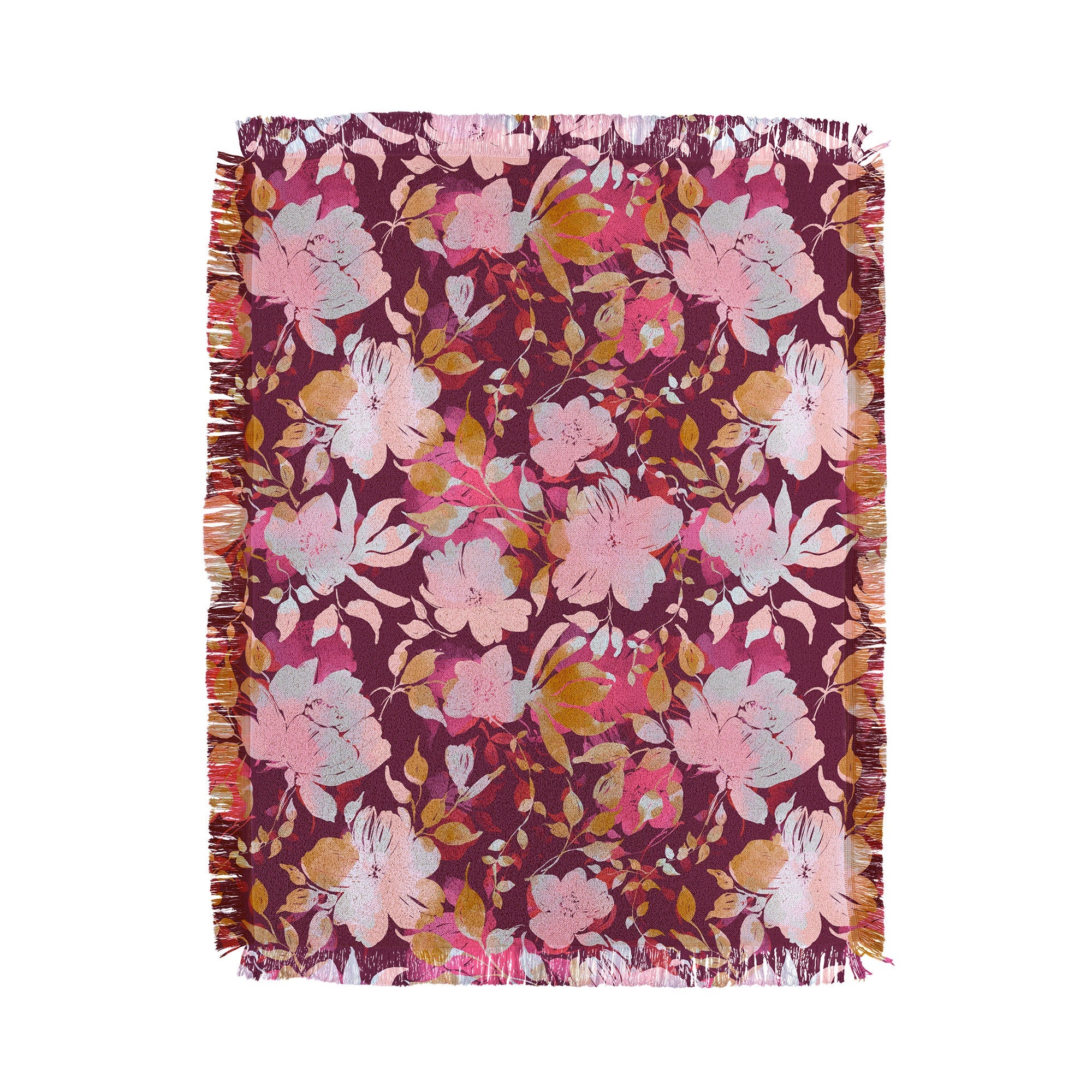 Marta Barragan Camarasa Blossoming Burgundy Fall Throw Blanket