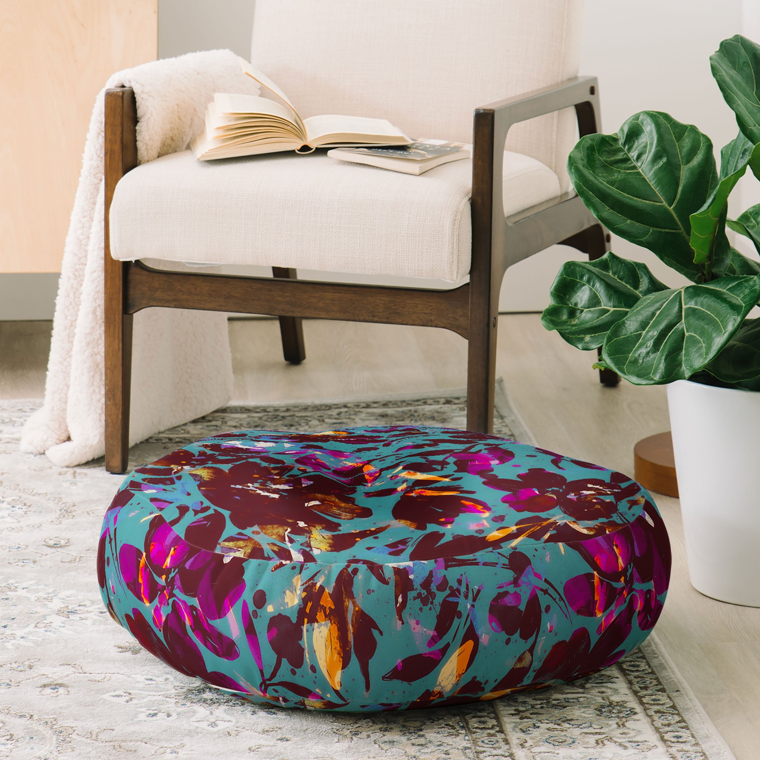 Marta Barragan Camarasa Bold Floral Expression Floor Pillow Round