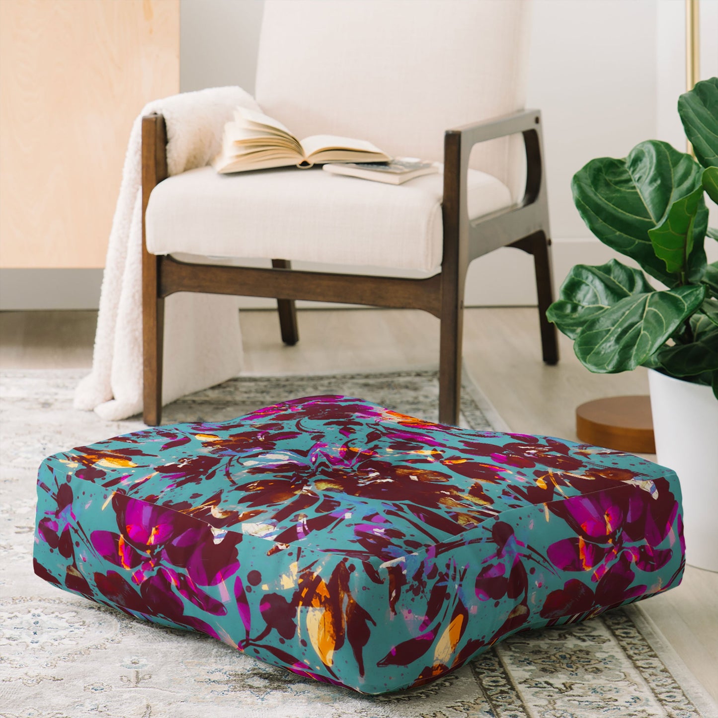 Marta Barragan Camarasa Bold Floral Expression Floor Pillow Square