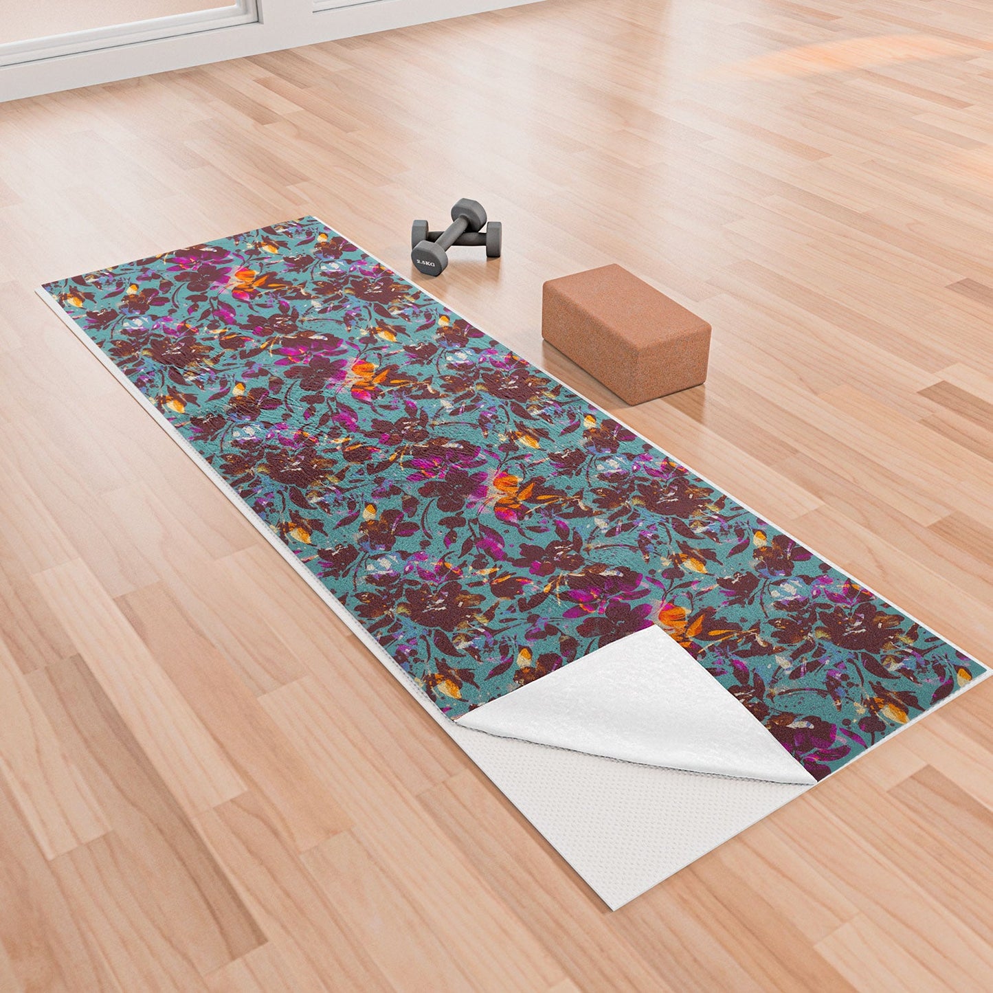 Marta Barragan Camarasa Bold Floral Expression Yoga Towel