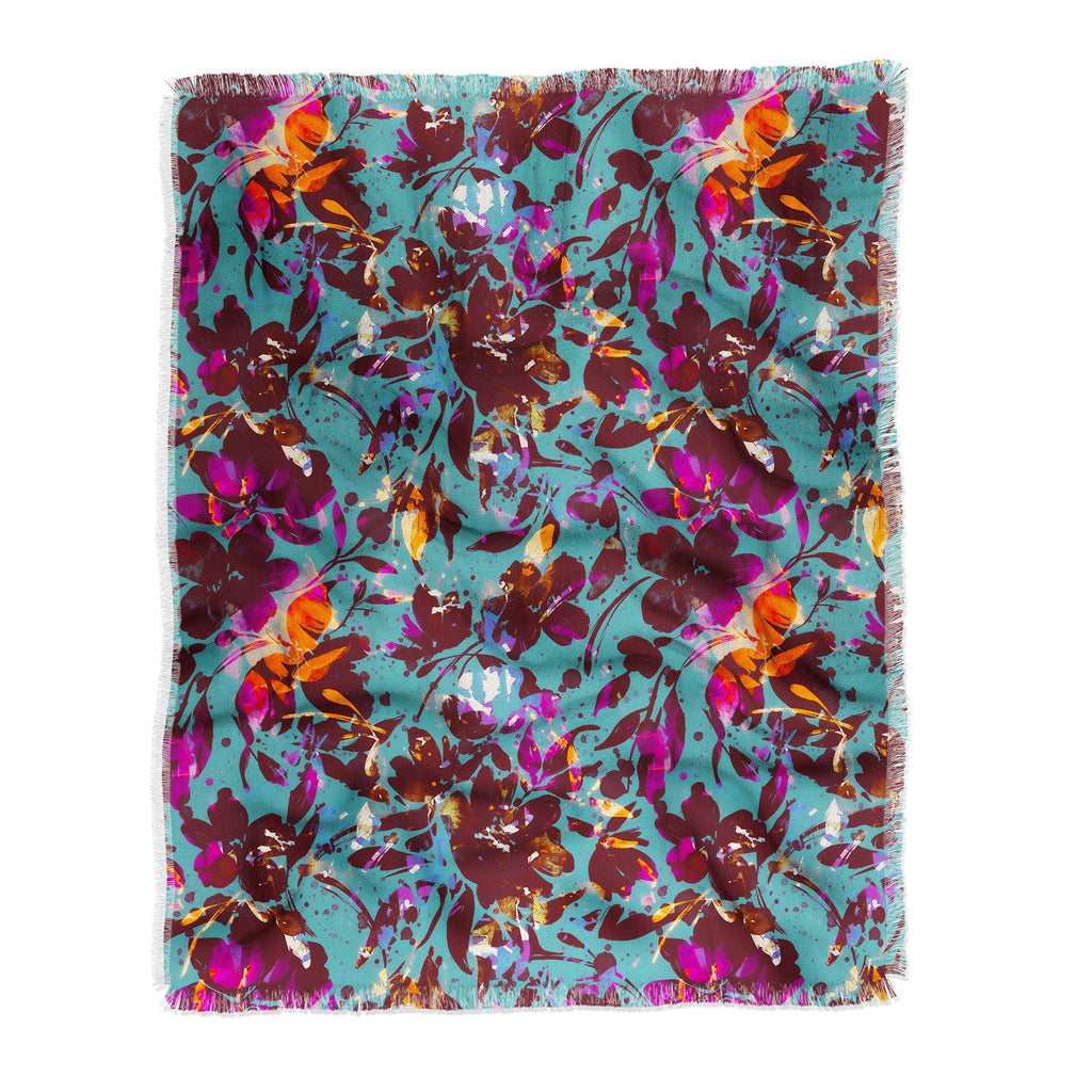 Marta Barragan Camarasa Bold Floral Expression Throw Blanket