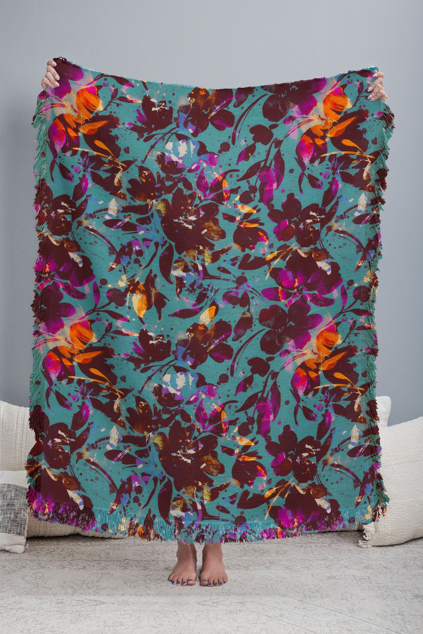 Marta Barragan Camarasa Bold Floral Expression Throw Blanket