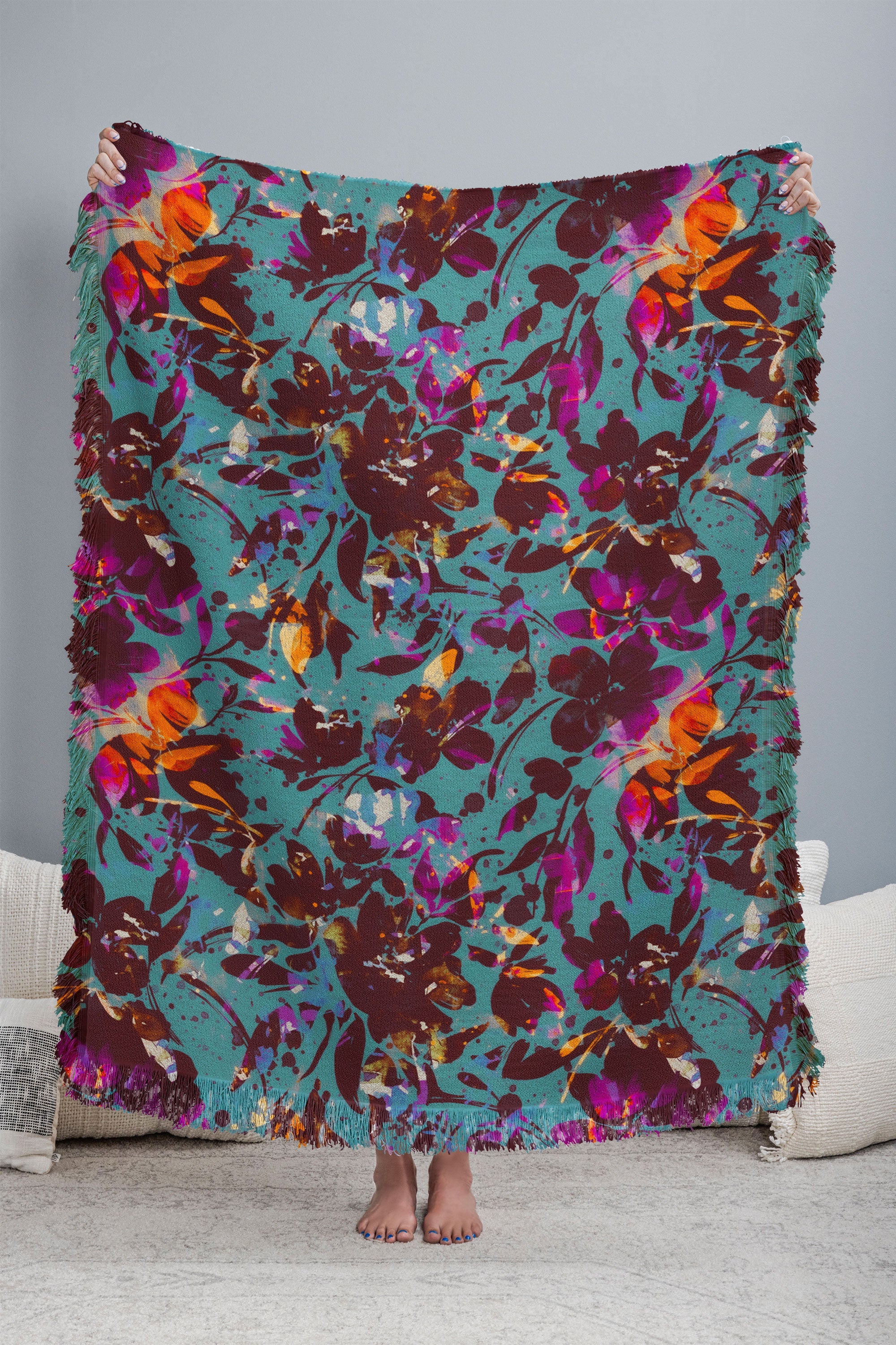 Marta Barragan Camarasa Bold Floral Expression Throw Blanket