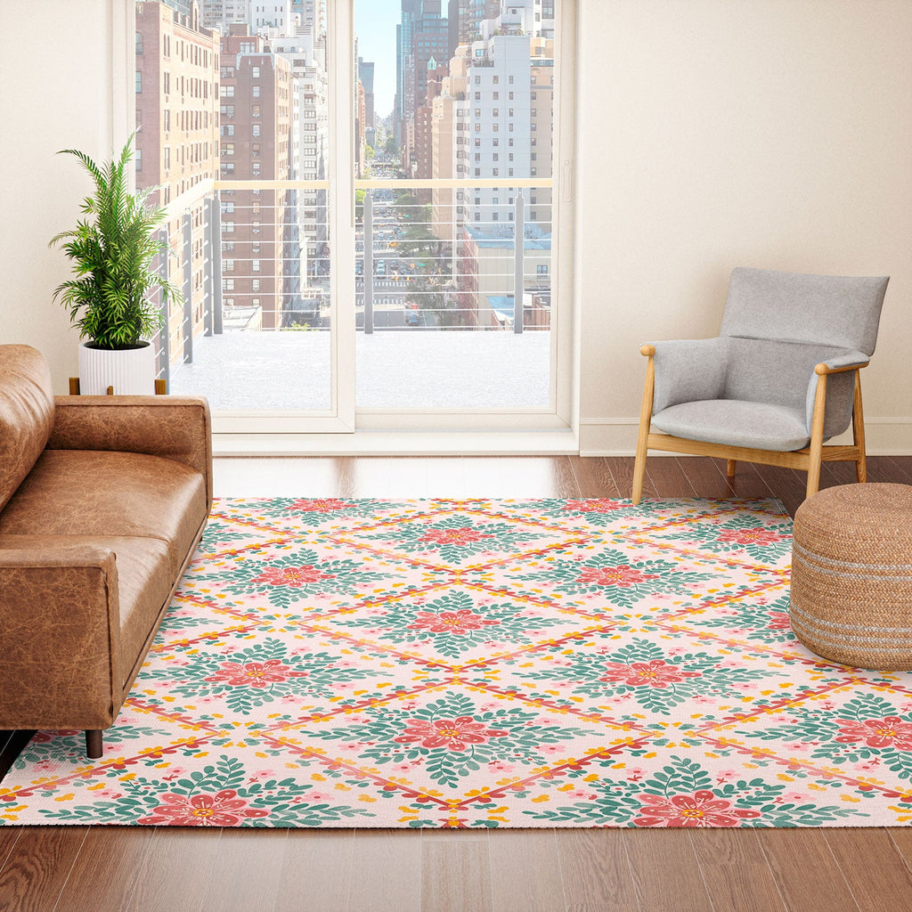 Marta Barragan Camarasa Chic Floral Geometry Area Rug