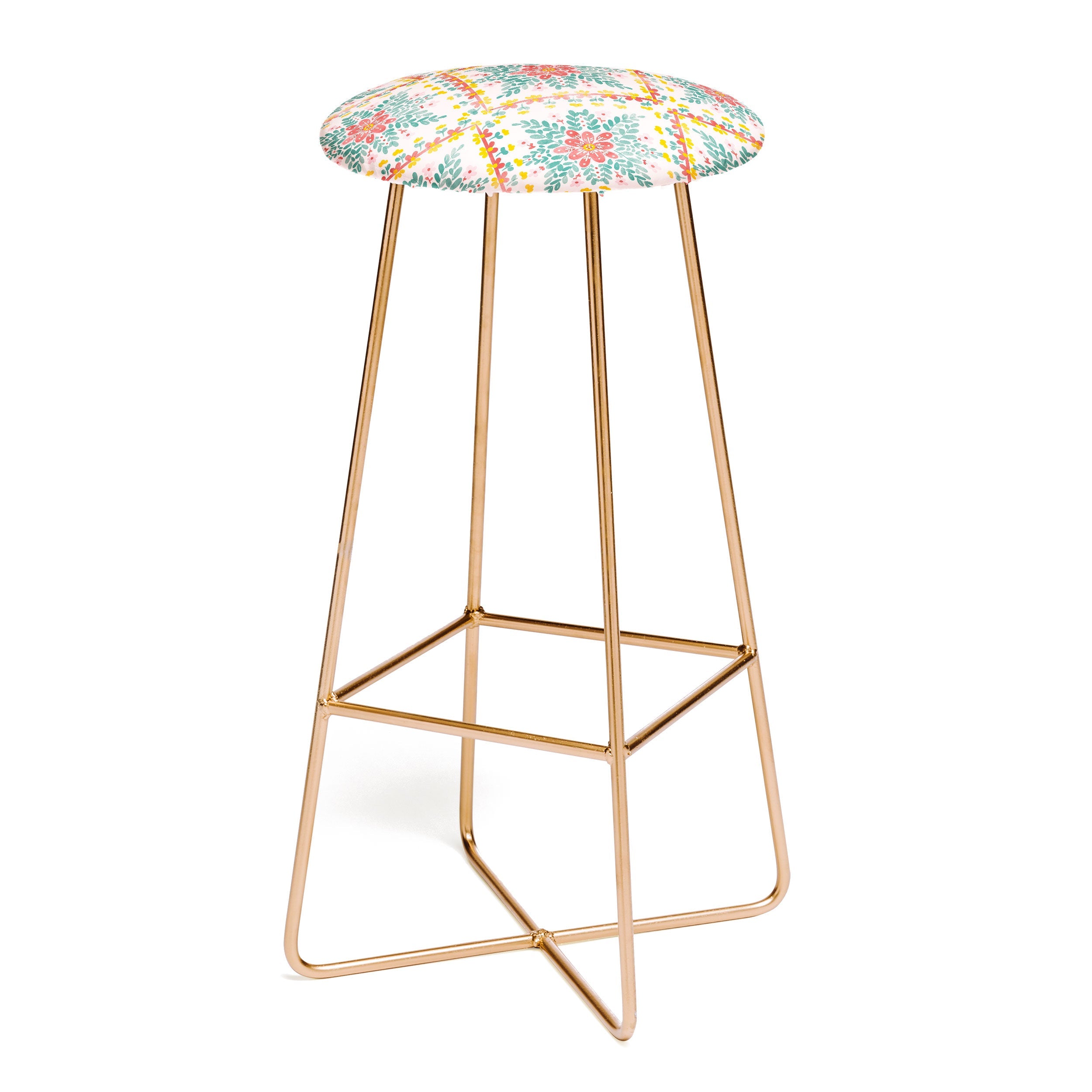 Marta Barragan Camarasa Chic Floral Geometry Bar Stool