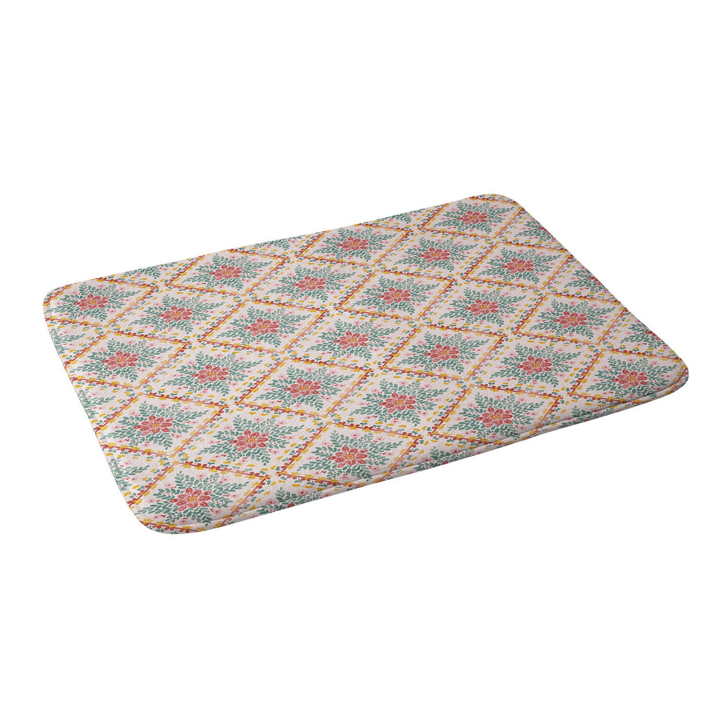 Marta Barragan Camarasa Chic Floral Geometry Memory Foam Bath Mat