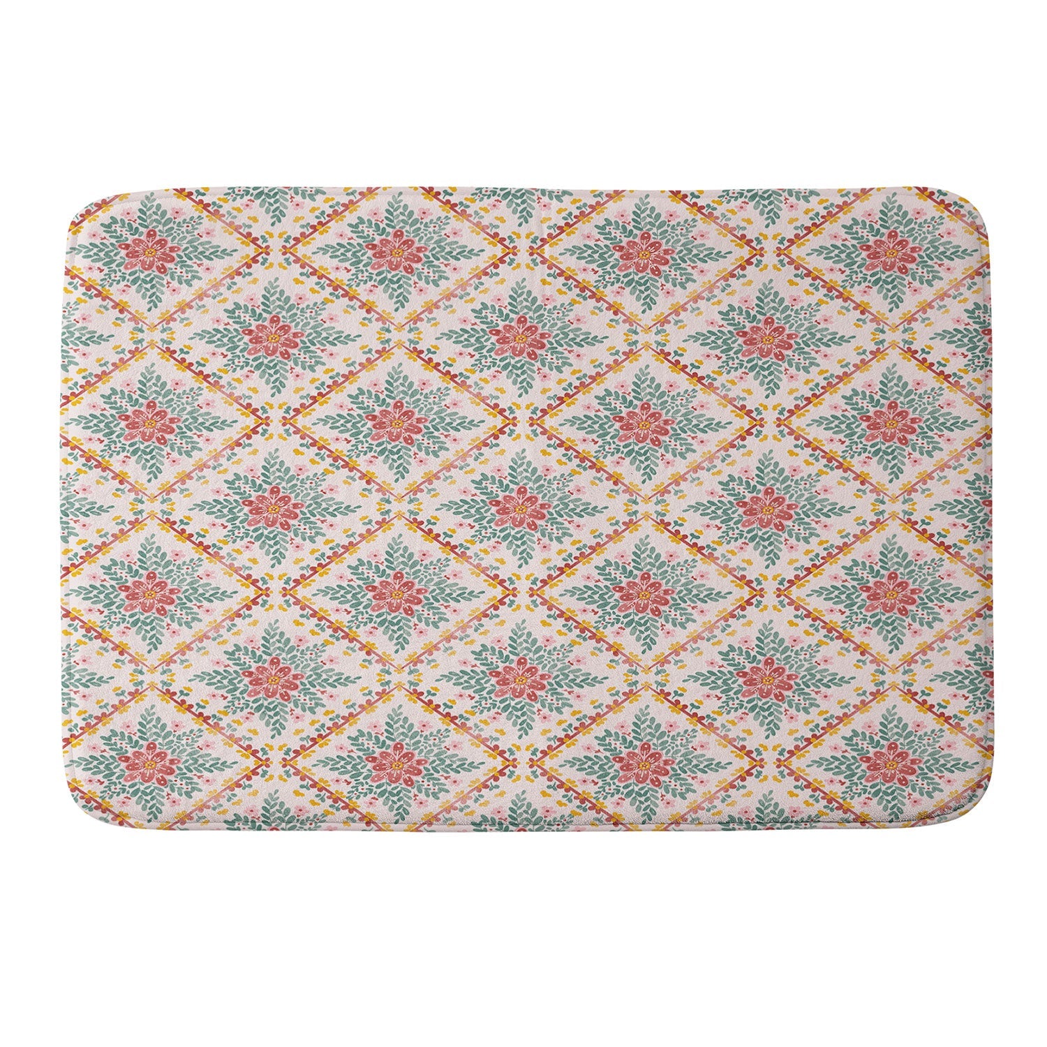 Marta Barragan Camarasa Chic Floral Geometry Memory Foam Bath Mat