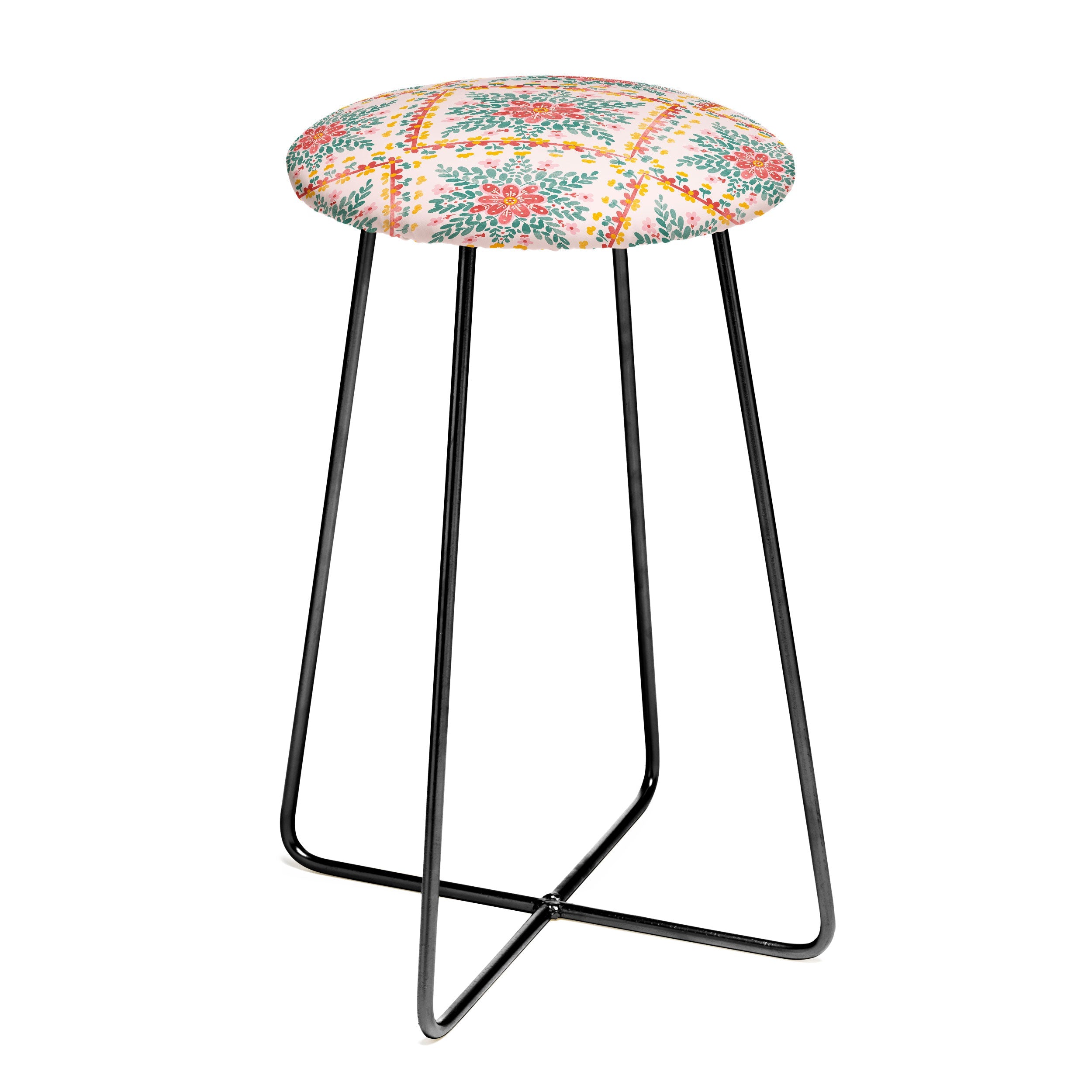 Marta Barragan Camarasa Chic Floral Geometry Counter Stool