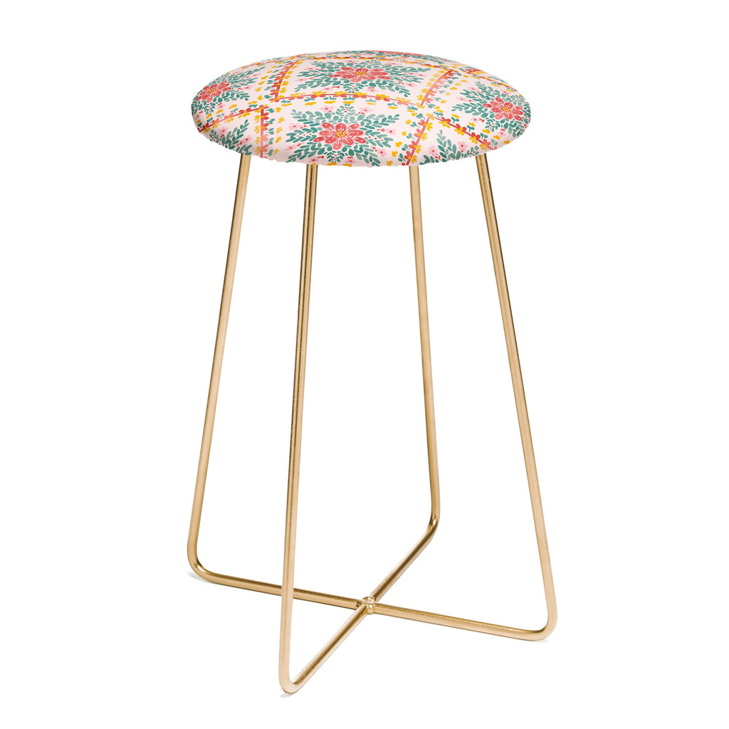 Marta Barragan Camarasa Chic Floral Geometry Counter Stool